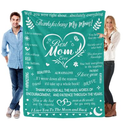 Kendt Mom Gifts,Mothers Day Birthday Gifts for Mom,Mother Mama Gifts from Son Daughter,Super Soft Fleece Throw Blanket for Couch (Mint Blanket 60"x50")