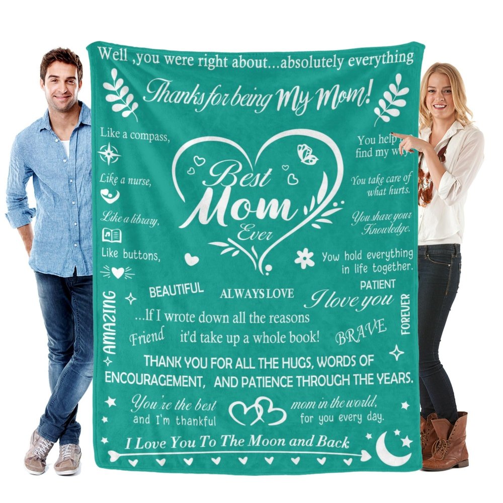 Kendt Mom Gifts,Mothers Day Birthday Gifts for Mom,Mother Mama Gifts from Son Daughter,Super Soft Fleece Throw Blanket for Couch (Mint Blanket 60"x50")