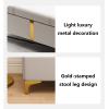 Bedroom Storage Bench, Storage Benches for Entryway, Bench for Living Room, Stable and Durable Wooden Frame, Load-bearing Iron Feet Support, PU Fabric, Suitable for Bedroom and Living Room(White,100*4 view 4