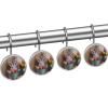 12pcs Butterfly Flower Rabbit Shower Curtain Hooks, Rustproof Decorative Shower Curtain Hanger Rings Roller, Stainless Steel Round Shower Rings Hangers for Bathroom view 2