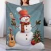 Throw Blanket for Bed Lightweight Christmas Snowman Flannel Blanket Soft Cozy Couch Blanket with Plush Warm Blanket for Sofa Bed All Seasons 30"*40"76 * 100cm view 1
