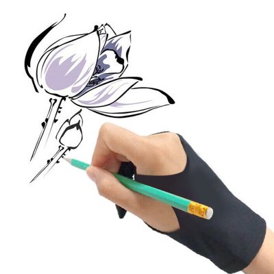 Gsycle Artist Drawing Glove, 2 Finger Artist Glove for Drawing Tablets Digital Drawing Glove for Stylus Pen Pencil Sketching Painting (S)