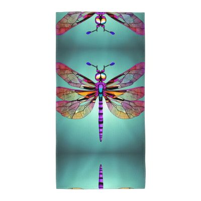 13.8"x27.5" Beach & Pool Towels Cute Dragonfly Pattern Print Lightweight Hand Towels for Men, Women, Travel, Gym, Sunbathing, and More