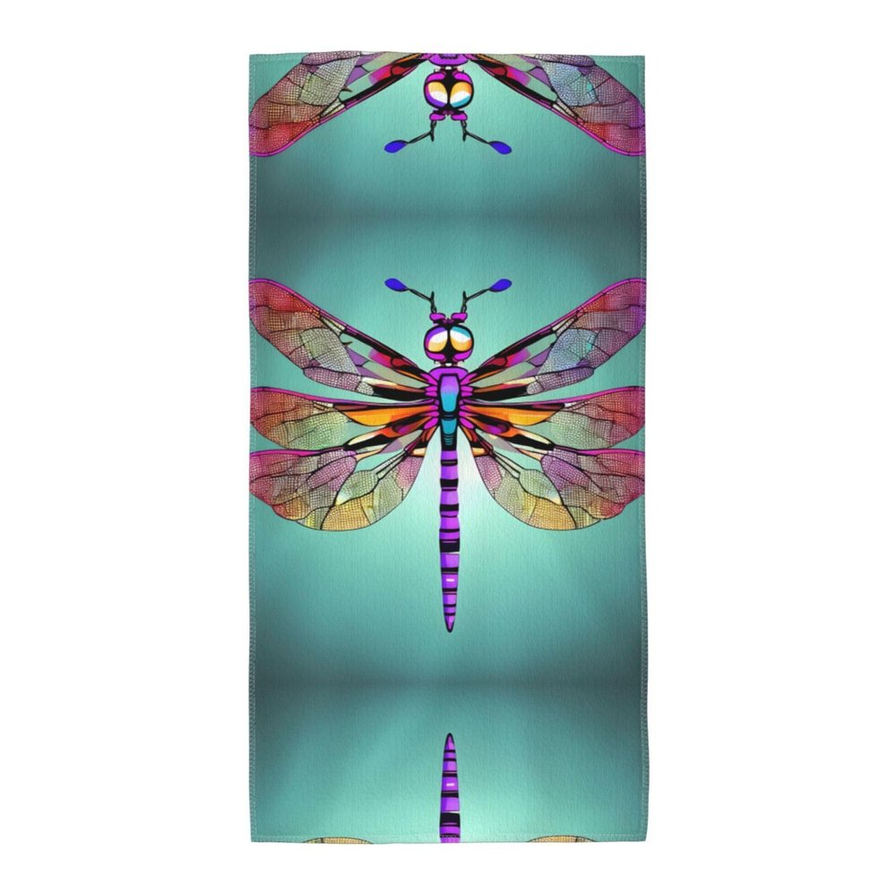 13.8"x27.5" Beach & Pool Towels Cute Dragonfly Pattern Print Lightweight Hand Towels for Men, Women, Travel, Gym, Sunbathing, and More