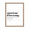 Poster Master Typography Poster - Retro Dictionary Print - Correct Me If I'm Wrong Definition, Book Page, Funny - Gift for Colleague, Friend - Wall Decor for Home, Office, 8x10 Beige Framed view 1