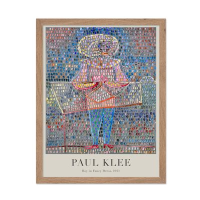Poster Master Vintage Paul Klee Poster - Retro Boy in Fancy Dress Painting Print - Watercolor Art - Gift for Him, Her, Parents - Abstract Decor for Kids Room, Nursery, 8x10 Beige Framed