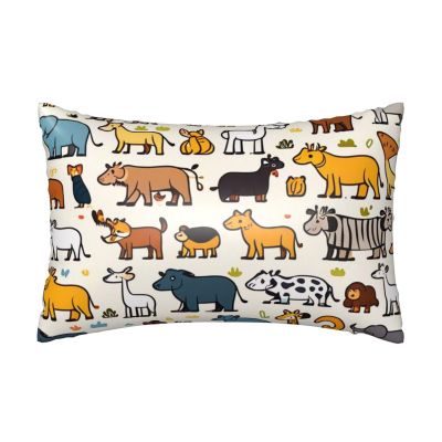 Cartoon Animals Personalized Printed Faux Silk Hair Care Pillowcase 20 x 30 Inch Soft Breathable Home Pillowcase Single Pack