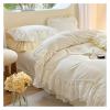 Pearl White Cream Yellow Cotton Lace Ruffles Princess Wedding Bedding Set Duvet Cover Set Bedspread Bed Sheet Pillowcases,Bedding view 3