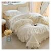 Pearl White Cream Yellow Cotton Lace Ruffles Princess Wedding Bedding Set Duvet Cover Set Bedspread Bed Sheet Pillowcases,Bedding view 4