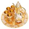 Vintage Wine Pot Set with Tray and Cups, European Retro Coffee Pot Kit, Exquisite Carving, Zinc Alloy, Ideal for Wine Cabinets and Bar Counters (Gold White) view 2