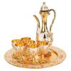 Vintage Wine Pot Set with Tray and Cups, European Retro Coffee Pot Kit, Exquisite Carving, Zinc Alloy, Ideal for Wine Cabinets and Bar Counters (Gold White) view 3