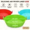 3 Pack Air Fryer Silicone Liners for 5 QT or Bigger, Reusable Food Grade Silicone Airfryer Liners Pot Baking Basket Accessories Replacement of Flammable Disposable Parchment Paper Top 8.7 inch view 2