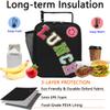 GYEUKHAM Insulated Lunch Bag for Women Girl Teen large Insulated Kid Lunch Bag,Large Reusable Cute Cooler Bag for School Work Picnic,Black Alphabet view 2