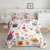 Erosebridal Cute Rabbit Toddler Bedding Set,Cartoon Bunny Floral Comforter Set for Kids Child Teens,Funky Wildflower Duvet Insert,Woodland Animals Reversible Kawaii Quilt Set Room Decor,2 Pcs view 2
