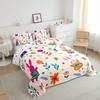Erosebridal Cute Rabbit Toddler Bedding Set,Cartoon Bunny Floral Comforter Set for Kids Child Teens,Funky Wildflower Duvet Insert,Woodland Animals Reversible Kawaii Quilt Set Room Decor,2 Pcs view 3