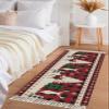 Tassel Hand Woven Area Rug Christmas Red Black Plaid Reindeer Xmas Tree Silhouette Entryway Rugs Washable Throw Mat,Tassel Carpets for Livingroom Kitchen Bedroom Dorm Decor 2x4 Ft view 3