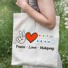 MNIGIU Funny Mahjong Tote Bag Mah-jong Lover Gift Peace Love Mahjong Board Game Fan Gift view 2