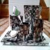 Black Mother of Pearl Bath Set I Mother of Pearl (MOP) Bathroom Accessories I Royal Bathroom Kit I Set of 6 Piece Bath Decor Set I Mother of Pearl Dustbin Box I Toothbrush Holder view 2