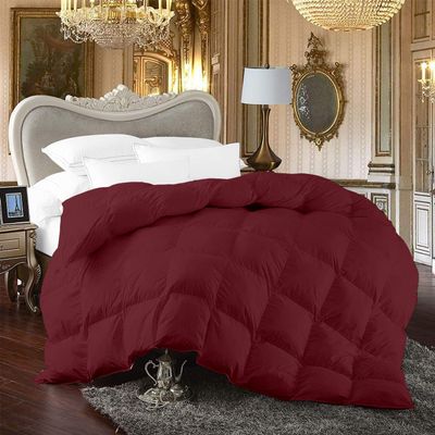 Cruiz Linen 500-TC 100% Egyptian Cotton Down Alternative Comforter Twin/Twin-XL Size 68 x 90 Inches, 1pc Comforter Box Stitched with 4 Corner Tabs, 300 GSM - Machine Washable Comforter, (Wine)