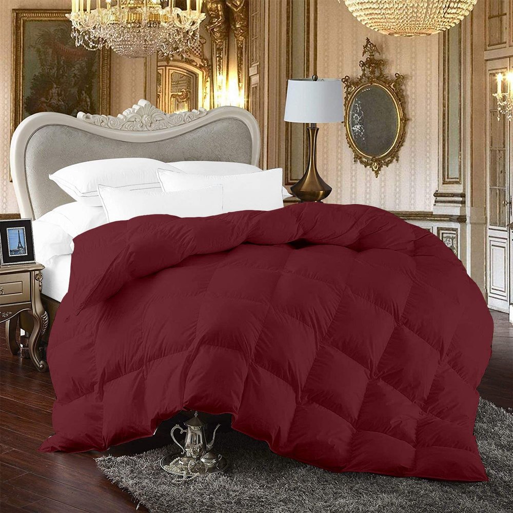 Cruiz Linen 500-TC 100% Egyptian Cotton Down Alternative Comforter Twin/Twin-XL Size 68 x 90 Inches, 1pc Comforter Box Stitched with 4 Corner Tabs, 300 GSM - Machine Washable Comforter, (Wine)