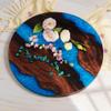 16" Live Edge Epoxy Resin Lazy Susans, Round Wooden Rotating Display Stand, Wooden Rotating Tray Organizer, 16 "W x 1 "H x 16 "D, Resin Lazy Susans Turntable for Dining Table (Blue) view 1