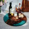 16" Live Edge Epoxy Resin Lazy Susans, Round Wooden Rotating Display Stand, Wooden Rotating Tray Organizer, 16 "W x 1 "H x 16 "D, Resin Lazy Susans Turntable for Dining Table (Blue) view 2