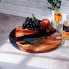 16" Live Edge Epoxy Resin Lazy Susans, Round Wooden Rotating Display Stand, Wooden Rotating Tray Organizer, 16 "W x 1 "H x 16 "D, Resin Lazy Susans Turntable for Dining Table (Blue) view 3