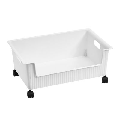 Book Storage Box With Pulley Student Dormi Under The Table Backpack Storage Box Desktop Storage Basket To Organize Classroom Book Box Storage Boxes Storage Boxes (White)