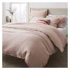 Linen Ruffle Bedding Sets, 4PCS Queen King Size Duvet Cover Sets, Caramal Bed Cover Set with Pillowcase Sheet Quilt Cover,Bed view 1