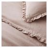 Linen Ruffle Bedding Sets, 4PCS Queen King Size Duvet Cover Sets, Caramal Bed Cover Set with Pillowcase Sheet Quilt Cover,Bed view 2