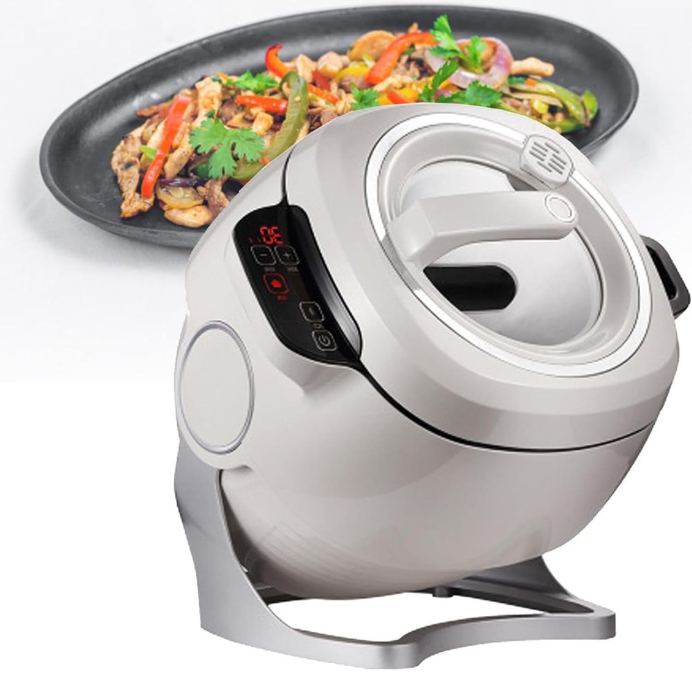 6L Automatic Cooking Machine,2000W auto Cooking Wok Fried Rice Machine,One-Click Smart Start, Three Speed Adjustable,360  Automatic Rotation, for Stir Frying,Stewing,Cooking,220V