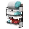 5JJJLOOOPP Black 201 Stainless Steel Kitchen Wall Mounted Dish Rack Drain Rack-2 Tier/3 Tier. (Size: 3 Tier) (Size: 3 Tier) view 1
