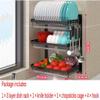 5JJJLOOOPP Black 201 Stainless Steel Kitchen Wall Mounted Dish Rack Drain Rack-2 Tier/3 Tier. (Size: 3 Tier) (Size: 3 Tier) view 2