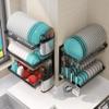 5JJJLOOOPP Black 201 Stainless Steel Kitchen Wall Mounted Dish Rack Drain Rack-2 Tier/3 Tier. (Size: 3 Tier) (Size: 3 Tier) view 3