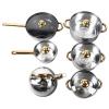 12Pcs Stainless Steel Kitchen Pots with Golden Handles Cookware Set for Gas Electric Induction Home Cooking view 1