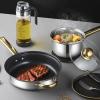 12Pcs Stainless Steel Kitchen Pots with Golden Handles Cookware Set for Gas Electric Induction Home Cooking view 2