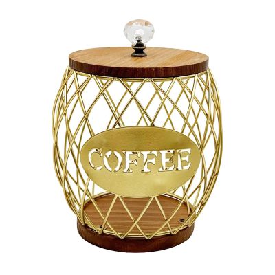 BestAlice Coffee Pod Holder Storage, Large Capacity K Cup Holder Organizer, Storage Basket for Kitchen Countertop, Coffee Bar Accessories Basket Black K Pods (gold pineapple +