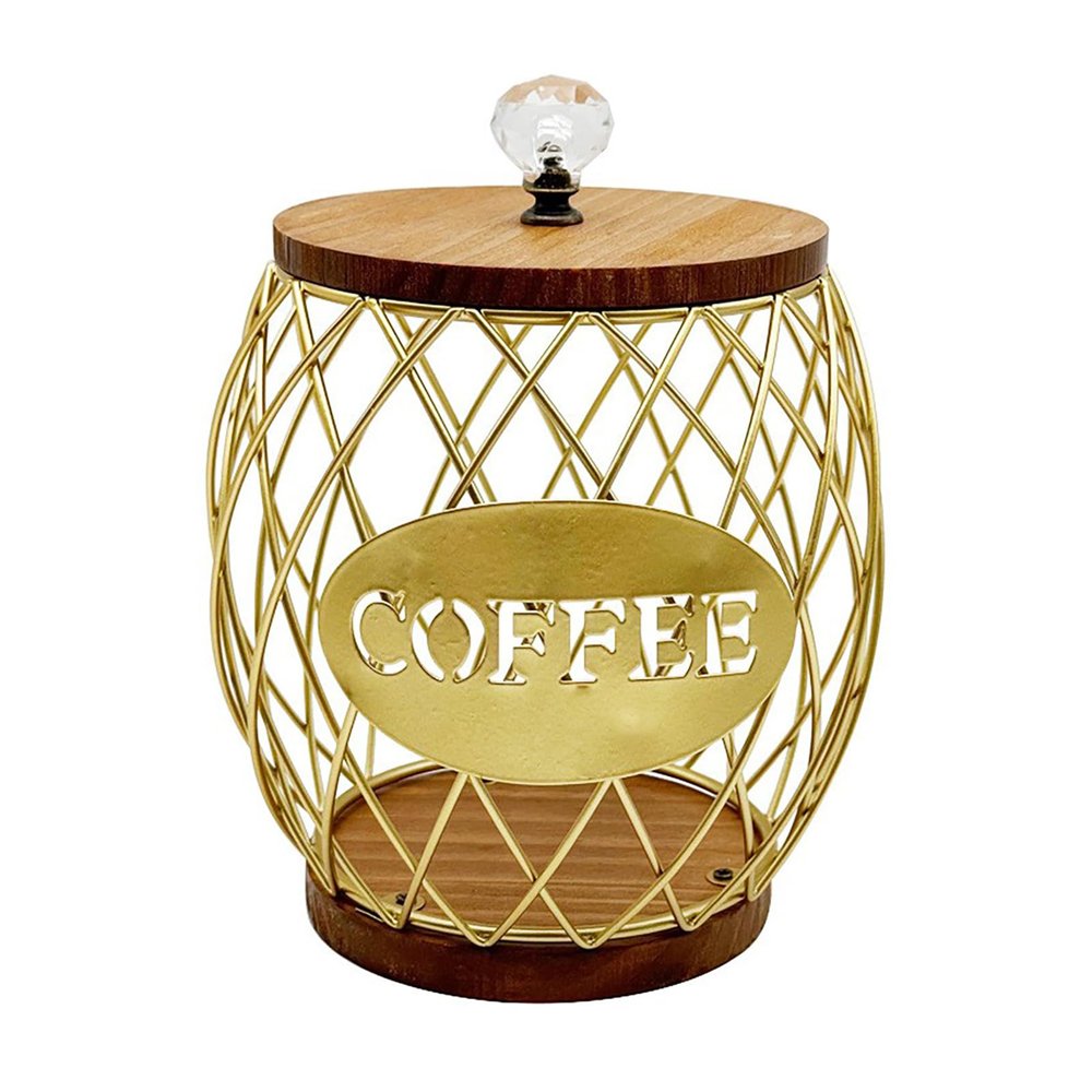 BestAlice Coffee Pod Holder Storage, Large Capacity K Cup Holder Organizer, Storage Basket for Kitchen Countertop, Coffee Bar Accessories Basket Black K Pods (gold pineapple +