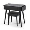 27.9'' Black Makeup Vanity Desk with Flip Top Mirror and LED Light, Dressing Table with Charging Station, 2 Drawers and Fold-up Panel, Vanity Set with Cushioned Stool for Bedroom view 4