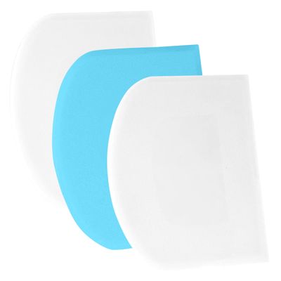 SURDOCA Dough Scraper Bench Scraper - 3P 13x7.9" Plastic Flexible Bowl Scraper, Sharp Edge & Angles Cake Scraper. Non-Slip Bakeware Decorating Tools Sculpting & Modeling Tools - White+Blue+White