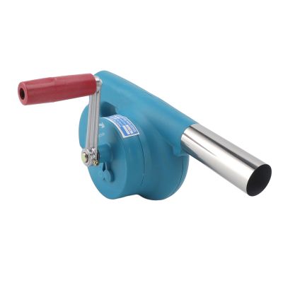 BBQ Fan, Fire Blower Increasing Fire Power, Hand Crank with Detachable for Camping (BLUE)