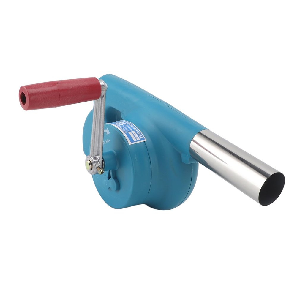 BBQ Fan, Fire Blower Increasing Fire Power, Hand Crank with Detachable for Camping (BLUE)