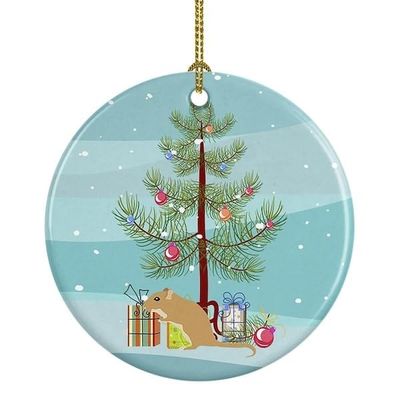 MOLLIFII 2.8 x 2.8 in. Unisex Gerbil Mouse Merry Christmas Ceramic Ornament, Mfr: CK4461CO1-A