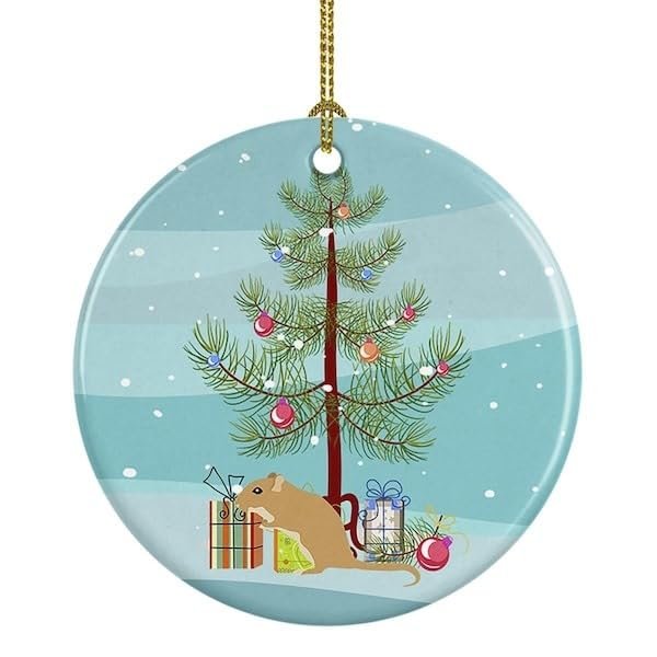 MOLLIFII 2.8 x 2.8 in. Unisex Gerbil Mouse Merry Christmas Ceramic Ornament, Mfr: CK4461CO1-A
