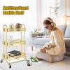 Slim Rolling Storage Cart for,Kitchen Utility Car Folding Trolley, Oxford Fabric, Capacity Camping Trolley, view 2