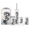 6 Piece Bathroom Accessories Set Dragon Bamboo Blossoms Trash can Toilet Brush Holder Toothbrush Holder Toothbrush Cup Soap Dispenser Soap Dish for Home view 1