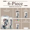 6 Piece Bathroom Accessories Set Dragon Bamboo Blossoms Trash can Toilet Brush Holder Toothbrush Holder Toothbrush Cup Soap Dispenser Soap Dish for Home view 2