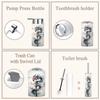 6 Piece Bathroom Accessories Set Dragon Bamboo Blossoms Trash can Toilet Brush Holder Toothbrush Holder Toothbrush Cup Soap Dispenser Soap Dish for Home view 4
