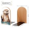 Non-Slip Sea Otterprinted Bookends,Book Stand for CDs,Muso Wood Book Ends for Shelves,Bookends 1 Pair, Book Ends for Heavy Books, Book Shelf Holder for Home Office view 2