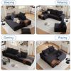 135.4" Corduroy L-Shaped Cloud Couch with Pillows, Modular Sectional Sofa with Chaise, Comfy 4-Seater Sofa with Deep-Seat for Living Room, No Assembly Required (Black, Right-Facing Chaise) view 3